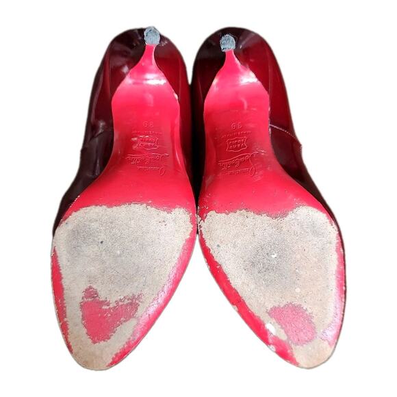 Christian Louboutin Yoyo red Patent Peep Toe Stiletto Pumps Size 39 No Box - Picture 7 of 10